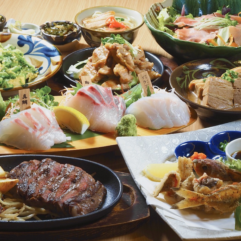 naha, okinawa, wagyu, course, sashimi